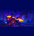 night fairytale house in forest cartoon background vector image vector image