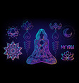 sacred geometry and boo symbol set ayurveda sign vector image