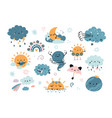 cute weather elements funny meteorology icons vector image