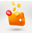 leather wallet with a discountt label 3d icon vector image