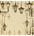 old town background with wrought lanterns vector image