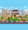 building construction site with workers vector image