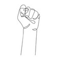 continuous line drawing strong fist raised up vector image vector image
