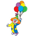 flying clown with balloons vector image vector image