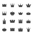 black crown icons set vector image