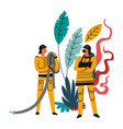 fire brigade brave males wearing costumes vector image