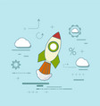 rocket is flying in the clouds vector image