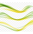 abstract yellow and green wave set on transparent vector image vector image