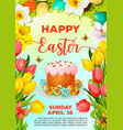 easter cake and egg cartoon poster template vector image vector image