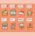 farming color linear icons set vector image