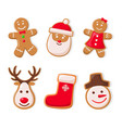 gingerbread man and santa claus ginger cookies vector image