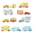 camper vans with trailers collection vector image