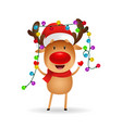 cheerful reindeer celebrating christmas vector image