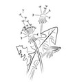 silhouette a dandelion with flying seeds black vector image vector image