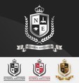 shield and wreath laurel with crown crest logo vector image vector image