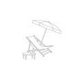 chaise longue table parasol isolated deckchair vector image vector image