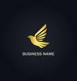 fly bird dove gold logo vector image