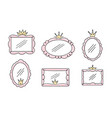 princess crown mirror frame hand drawn vector image