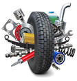 truck tire with car spares vector image vector image