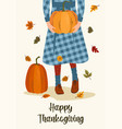 happy thanksgiving cute lady vector image
