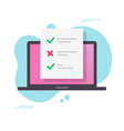 online test results on exam survey form laptop vector image