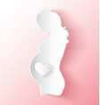 pregnant woman with heart peeling like sticker vector image vector image