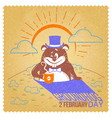 retro happy groundhog day vector image