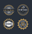 vintage gear badges retro mechanical logo set vector image