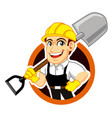 farmer worker logo mascot cartoon vector image vector image