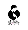wedding logo with silhouettes bride and groom vector image