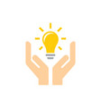 lightbulb in hands - icon design in flat vector image