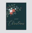 merry christmas floral greeting card invitation vector image