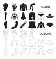 part of the body limb black icons in set vector image
