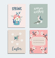 set of cute spring easter greeting cards vector image vector image