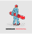 snowboarder standing with board in his hands vector image vector image
