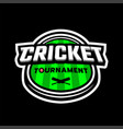 cricket tournament sport logo emblem on a dark vector image