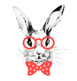 hipster rabbit hand drawn watercolor sketch vector image