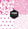 breast cancer pink geometry seamless pattern set vector image