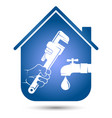 plumbing repair and service in house symbol vector image