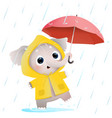 cute baby elephant with umbrella and raincoat vector image vector image