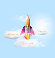 flying space rocket in space clouds spaceship vector image