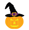 evil pumpkin witch hat for halloween vector image