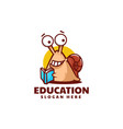 logo education snail mascot cartoon style vector image