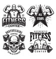 set of bodybuilding emblems vector image