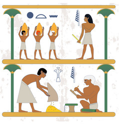 ancient egypt background peasant with grane vector image