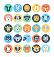 animal avatars flat icons 1 vector image