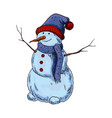 colorful sketch of snowman isolated icon vector image vector image