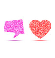 red pixel heart logo pixelated pink bubble vector image vector image