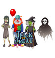 trick or treat text design with halloween ghost vector image vector image