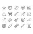 needlework charcoal draw line icons set vector image vector image